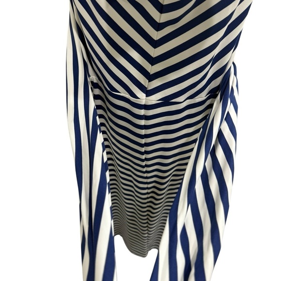 J. McLaughlin Catalina Cloth Elora Bangle Striped Navy Side Tie Dress Large NEW - Picture 11 of 16